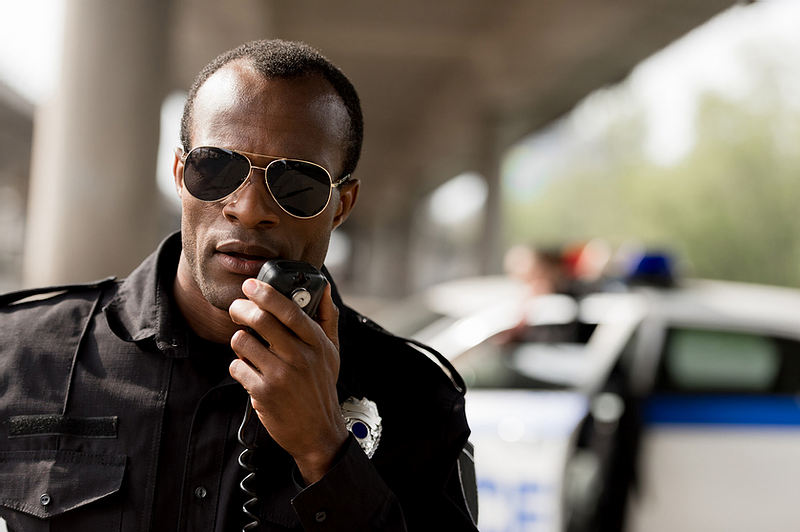 Officer with radio